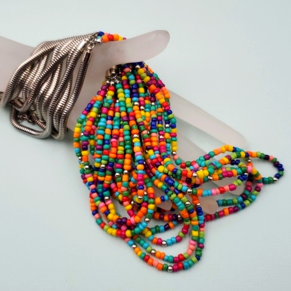 Jules Colorful Multi Strand Bead Necklace - Picture 4 of 7